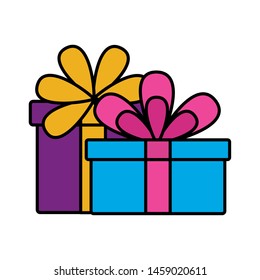 birthday boxes gift celebration party vector illustration
