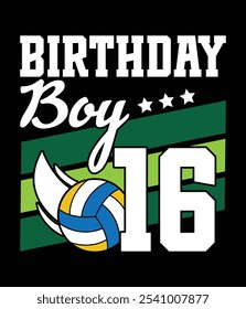 Birthday Boy 16 Years Old Volleyball Lover