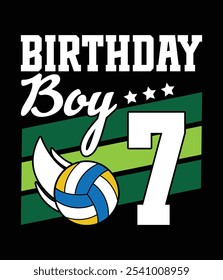 Birthday Boy 7 Years Old Volleyball Lover