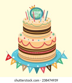 Birthday boy cake vector illustration 