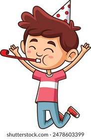 Birthday boy cheering vector illustration