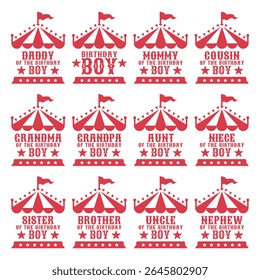 Birthday Boy Circus Family T-Shirt Design Set