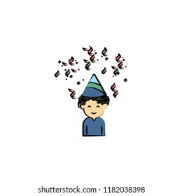 birthday boy colored icon. Element of birthday icon for mobile concept and web apps. Color birthday boy icon can be used for web and mobile on white background