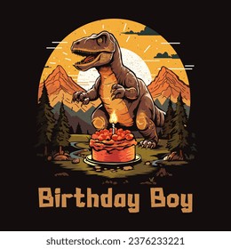 Birthday Boy Dinosur Happy birthday shirt print  Cute dinosaur vector Tshirt Design Vector Illustration