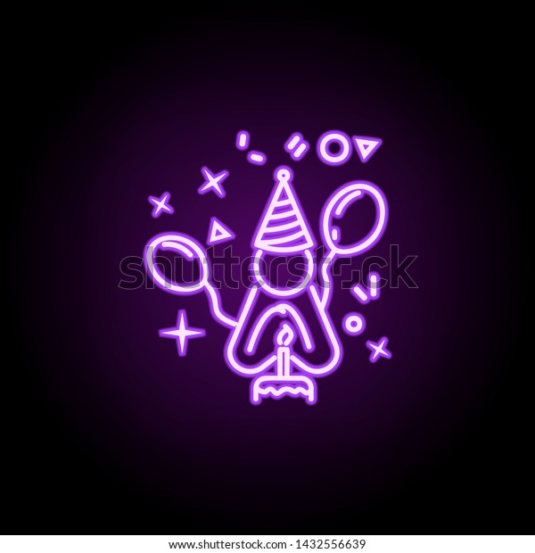 Birthday\
boy dusk style neon icon. Elements of birthday set. Simple icon for\
websites, web design, mobile app, info\
graphics