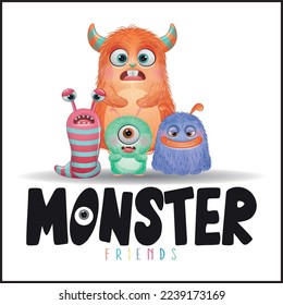 Birthday Boy funny monsters with chicks