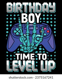 Birthday boy gaming vector tshirt design