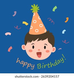 Birthday Boy. Happy birthday greeting card. Vector illustration.