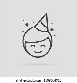 Birthday boy icon in flat style isolated on grey background. For your design, logo. Vector illustration.