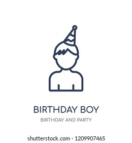 Birthday boy icon. Birthday boy linear symbol design from Birthday and Party collection. Simple outline element vector illustration on white background.