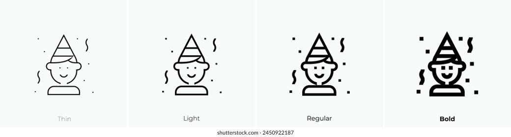 birthday boy icon. Thin, Light Regular And Bold style design isolated on white background