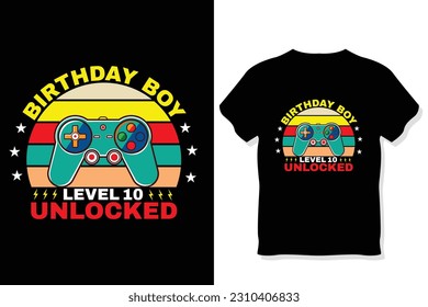 birthday boy level 10 unlocked gaming  t shirt, gaming quotes t shirt, Gamer t-shirt Design
