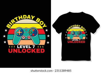 birthday boy level 7 unlocked gaming  t shirt, gaming quotes t shirt, Gamer t-shirt Design
