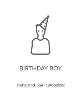 Birthday boy linear icon. Modern outline Birthday boy logo concept on white background from Birthday party and wedding collection. Suitable for use on web apps, mobile apps and print media.
