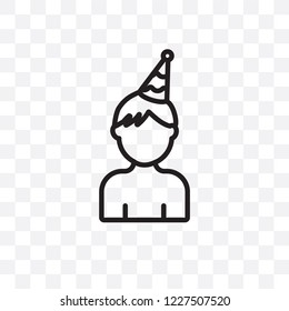 Birthday boy vector linear icon isolated on transparent background, Birthday boy transparency concept can be used for web and mobile