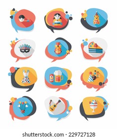 Birthday bubble speech banner design flat background set, eps10