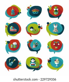 Birthday bubble speech banner design flat background set, eps10