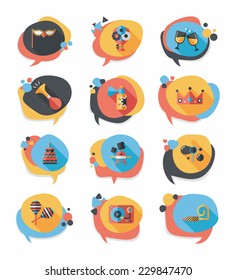 Birthday bubble speech banner design flat background set, eps10