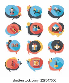 Birthday bubble speech banner design flat background set, eps10