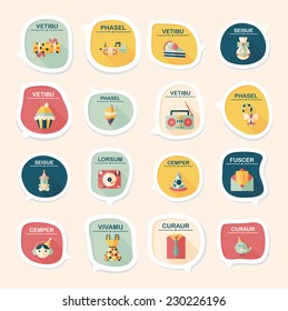 Birthday bubble speech banner design flat background set, eps10