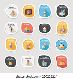 Birthday bubble speech banner design flat background set, eps10