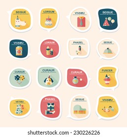 Birthday bubble speech banner design flat background set, eps10