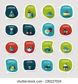 Birthday bubble speech banner design flat background set, eps10
