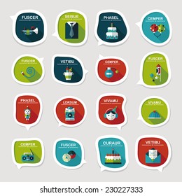 Birthday bubble speech banner design flat background set, eps10