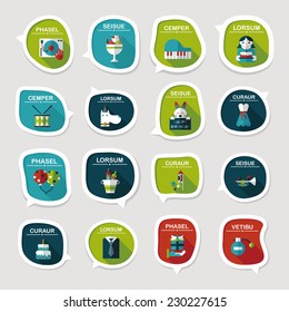 Birthday bubble speech banner design flat background set, eps10