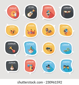 Birthday bubble speech banner design flat background set, eps10