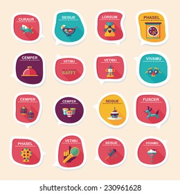 Birthday bubble speech banner design flat background set, eps10