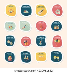 Birthday bubble speech banner design flat background set, eps10