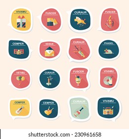 Birthday bubble speech banner design flat background set, eps10