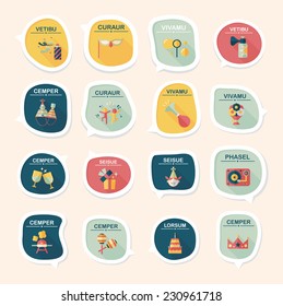 Birthday bubble speech banner design flat background set, eps10