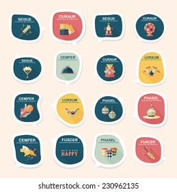 Birthday bubble speech banner design flat background set, eps10
