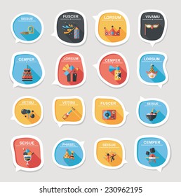 Birthday bubble speech banner design flat background set, eps10