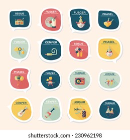 Birthday bubble speech banner design flat background set, eps10