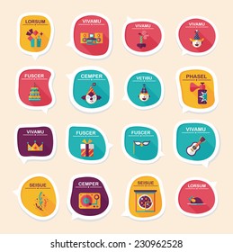 Birthday bubble speech banner design flat background set, eps10