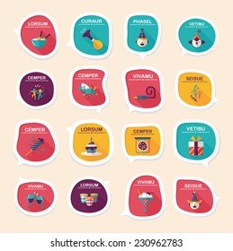 Birthday bubble speech banner design flat background set, eps10