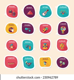 Birthday bubble speech banner design flat background set, eps10