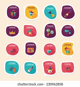 Birthday bubble speech banner design flat background set, eps10