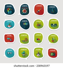 Birthday bubble speech banner design flat background set, eps10