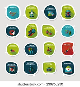Birthday bubble speech banner design flat background set, eps10