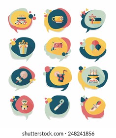 Birthday bubble speech banner design flat background set, eps10