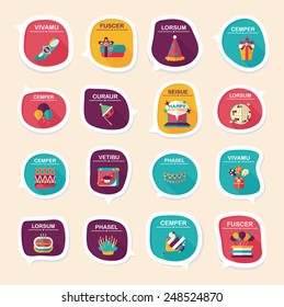Birthday bubble speech banner design flat background set, eps10, dummy text