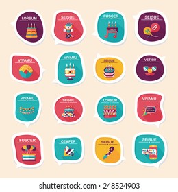 Birthday bubble speech banner design flat background set, eps10, dummy text