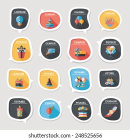 Birthday bubble speech banner design flat background set, eps10, dummy text