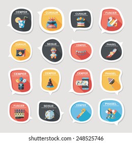 Birthday bubble speech banner design flat background set, eps10, dummy text