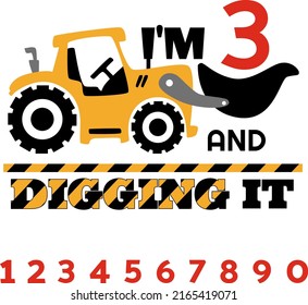 
Birthday Bulldozer illustration, Construction Birthday illustration, I'm Digging It vector, Construction Party
