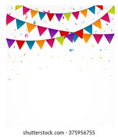 Birthday bunting flags with confetti